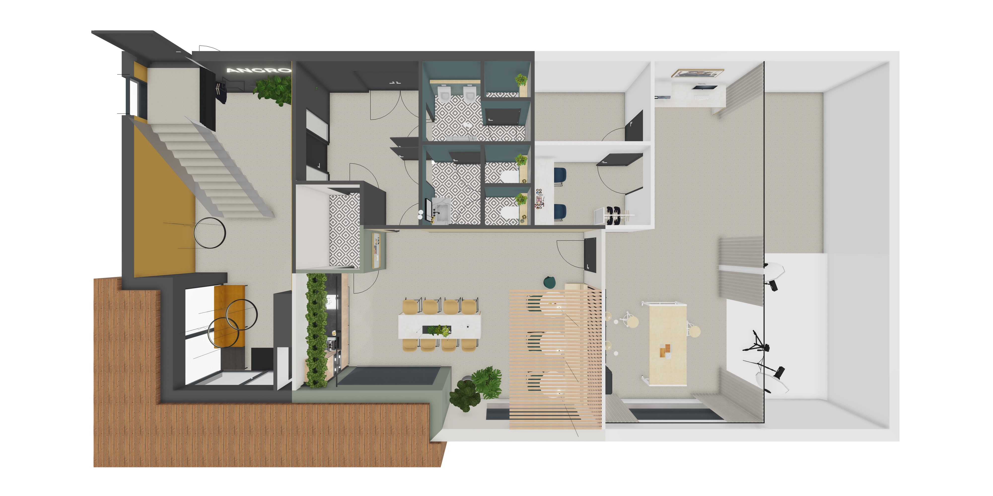 Plattegrond 3d ingekleurd